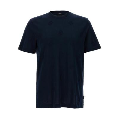 Hugo boss纯棉弹力圆领短袖男士全幅提花LOGOT恤潮流百搭基础款