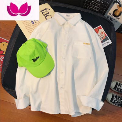 七斓刺绣痞帅衬衫男士长袖内搭宽松韩版潮流衬衣学生百搭打底衫