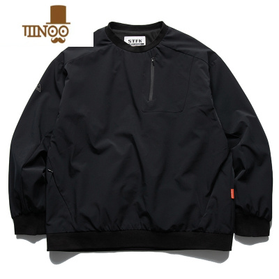 YANXU速干轻薄百搭机能男美式复古潮牌圆领刺绣卫衣外套宽松套头