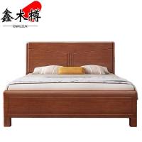 鑫木樽实木床床垫+床头柜+床1.2m+5cm组