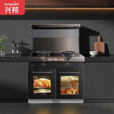 SUNPOINT兴邦集成灶家用蒸烤箱一体灶大吸力大火力大风压自动清洗烟灶蒸烤箱套装[鲸吸静排]JJZT-S3-DZK