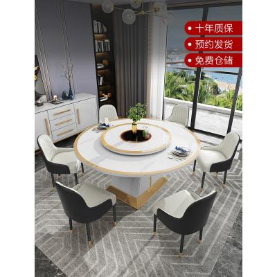 轻奢餐桌椅组合多功能后现代简约小户型家用圆形可伸缩玻璃饭桌子