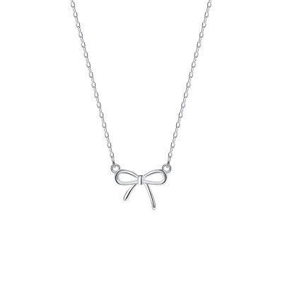 925纯银蝴蝶结项链女锁骨链轻奢小众设计感吊坠ins气质夏款送女朋友老婆情人节七夕生日礼物