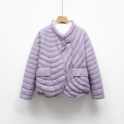 新羽绒服新国标90绒休闲秋冬轻薄简约纯色圆领宽松外套