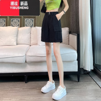 YIBUSHENG阔腿短裤女季高腰2024新款冰丝速干直筒工装短裤宽松显瘦休闲裤