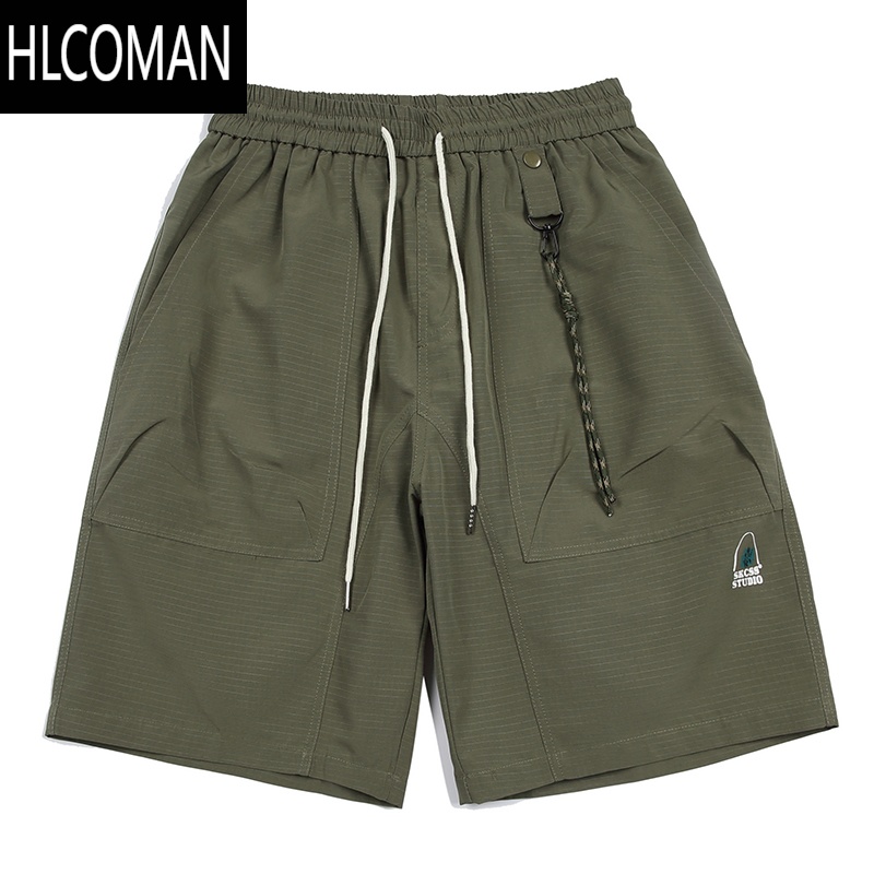 HLCOMAN日系潮牌夏季户外休闲宽松纯色工装短裤男青年百搭沙滩五分中裤潮