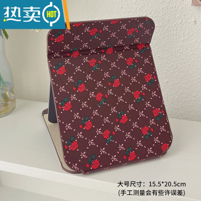 敬平大号复古化妆台式梳妆镜子公主镜折叠便携网红简约随身宿舍桌面女 咖色大号便携式用镜