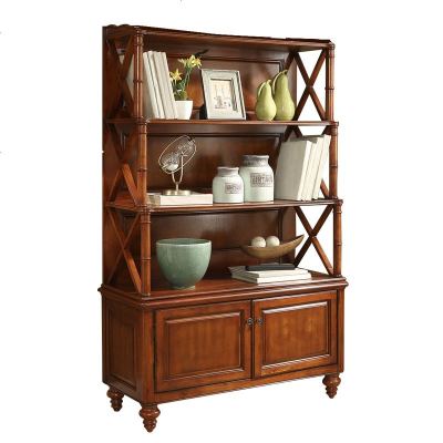 美式全实木书柜落地客厅书橱多层置物柜子欧式书房开放式书架靠墙