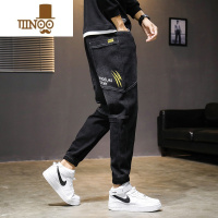 YANXU2023款男士牛仔裤男潮牌束脚工装长裤子男秋季休闲百搭哈伦裤