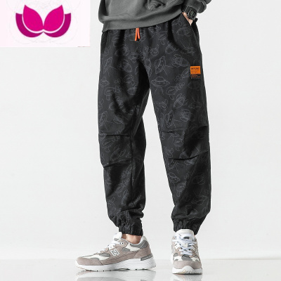 七斓工装裤男潮牌裤子男大码潮流百搭学生痞帅黑色束脚休闲长裤