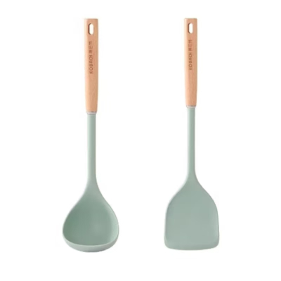 康巴赫静厨防烫系列榉木硅胶勺铲两件套(淘宝箱装)KSC-T02