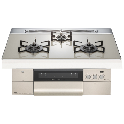 日本原装进口NORITZ/能率燃气灶烤箱灶PROGRE系列浅灰色N3S11PWAS6STEC天然气75cm