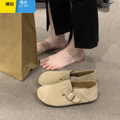 聚范平底勃肯鞋女全包2024软底懒人豆豆单鞋日系博肯奶奶孕妇鞋子