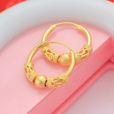 时尚镀金耳环黄铜沙金首饰仿黄金女耳饰工厂越南沙金饰品送女朋友老婆情人节七夕生日礼物