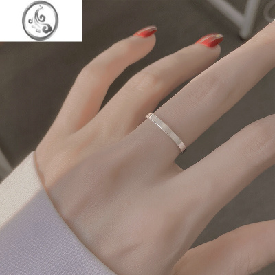 JiMi925银银素戒光面开口戒简约设计感ins潮人戒指轻奢时尚冷淡风高级