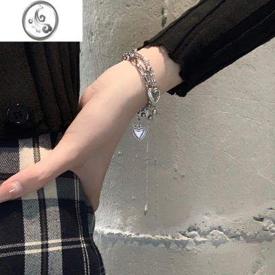 JiMi钛钢不掉色手链女夏ins小众设计双层叠带多层冷淡风嘻哈手饰男潮