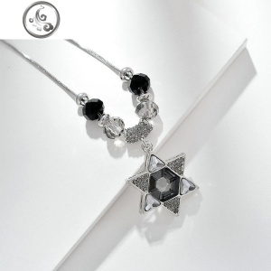 韩国短款星芒项链女气质镶钻人造水晶吊坠锁骨链简约时尚百搭配饰 JiMi 六角星芒吊坠