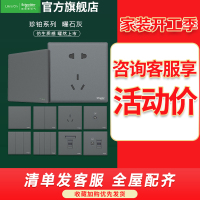 [新品]施耐德电气 高端开关插座 珍铂质感系列曜石灰色 USB一开家用86型面板 五孔电源插座 电脑16A空调多孔开关