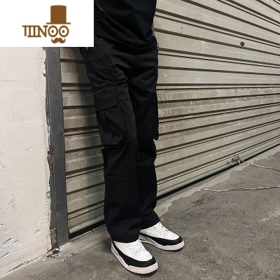 YANXUGTAL美式工装裤纯色直筒冲锋裤男夏季宽松休闲大口袋百搭薄款长裤