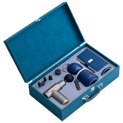 君子风 创意商务礼品套装 陶瓷水杯笔记本茶叶罐筋膜枪高档伴手礼 配灰色筋膜枪/蓝盒