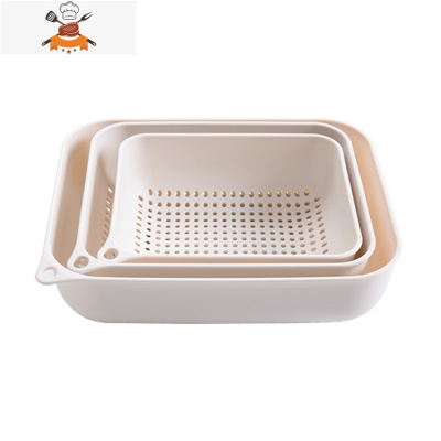 塑料沥水篮厨房洗菜盆三件套家用洗菜篮子水果盘创意水果盆洗菜篮 敬平