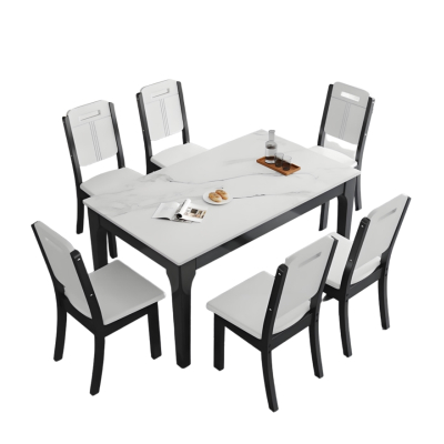 涵美大成 实木岩板餐桌椅组合 一桌四椅 套