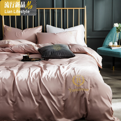 网红款四件套冰丝欧式丝滑床单被套单人学生宿舍北欧风床上用品 三维工匠
