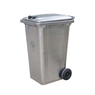 铭威盾户外240L不锈钢环卫挂车垃圾桶大号带轮120升环保市政物业果皮箱[1.2厚度+橡胶轮]240L不锈钢