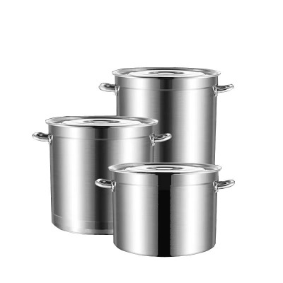 历途科技 加厚不锈钢带盖汤桶水桶 直径40CM高40CM 个