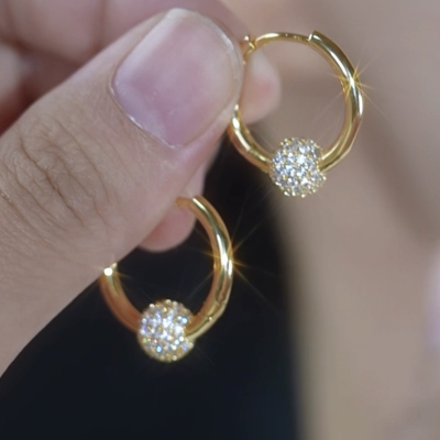 2025新款小钻球耳环耳圈高级轻奢小众设计感耳扣气质百搭耳饰送女朋友老婆情人节七夕生日礼物