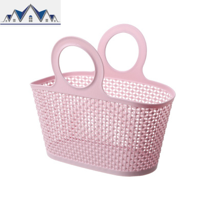 洗澡篮子手提软浴室浴筐女韩国范儿洗漱洗浴蓝收纳框筐沐浴可折叠 三维工匠收纳篮