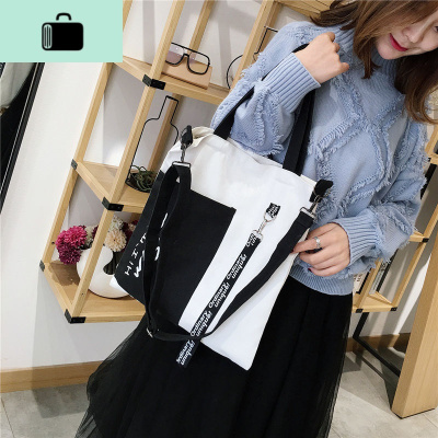 2019新款帆布包女学生韩版ins单肩包学院风上课斜跨包简约手提袋NEW LAKE女士单肩包