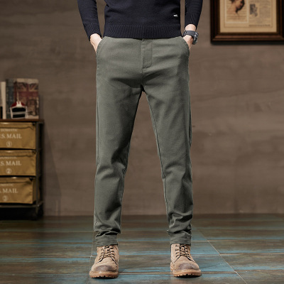 质感固色男生裤子春季新款青年休闲裤男士宽松透气修身直筒长裤男