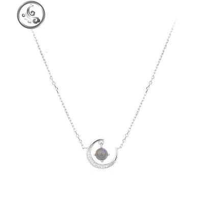 925纯银月光石月亮项链女潮网红锁骨链学生森系简约气质小众设计 JiMi