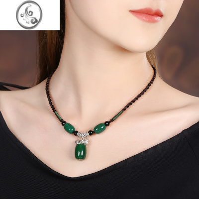 JiMi简约复古项链小众设计感冷淡风锁骨链玛瑙森系百搭颈链女