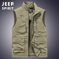 JEEP SPIRIT吉普春秋冬季加绒加厚多口袋户外钓鱼马甲男休闲马夹