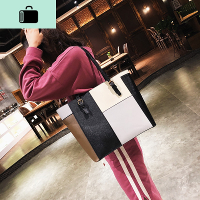 大包包女2020新款时尚韩版大容量简约单肩包女包撞色托特包手提包NEW LAKE女士单肩包