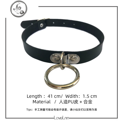 白色PU皮质吊坠铃铛项圈choker女颈带欧美朋克锁骨项链脖子饰品潮 JiMi