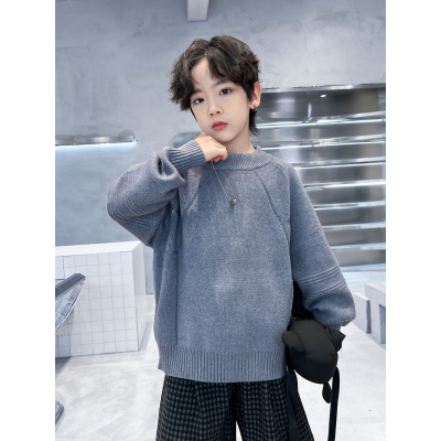 男童毛衣新款秋冬中大儿童洋气男孩纯色加厚针织衫冬装韩版潮