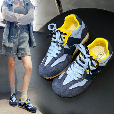 秋季新款透气ins韩版皮面鞋女学生街拍跑步运动休闲鞋