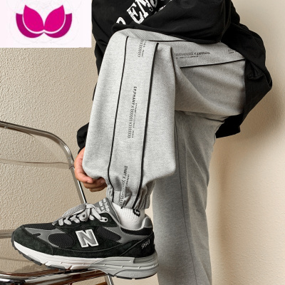 七斓灰色卫裤男裤子美式潮牌青少年男裤宽松束脚高中生运动裤