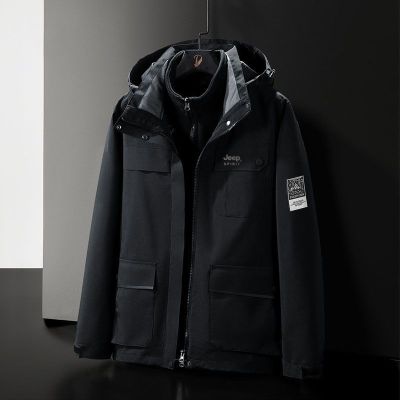 JEEP SPIRIT新款情侣户外保暖夹克两件套内胆抓绒衣男女款