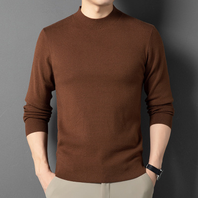 可机洗精仿加厚男士羊毛衫秋冬季半高领纯色打底天丝莱赛尔毛衣男_924