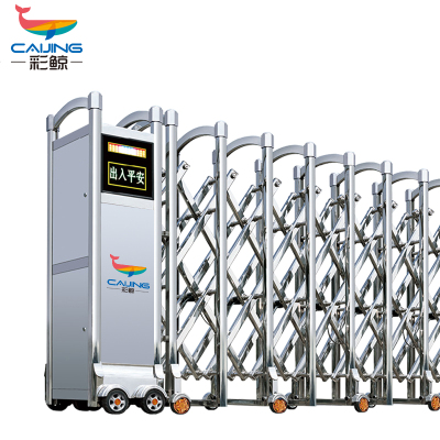 CJ-SSM2580智能不锈钢伸缩门学校小区工厂电动大门推拉门商业办公大门酒店家具电动门