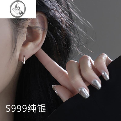 JiMi999银银耳钉女养耳洞2023年新款潮冷淡风高级感耳圈水滴耳环耳饰
