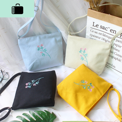 校花一枝花斜挎包女百搭ins简约风单肩帆布小包包女包夏天小清新NEW LAKE女斜挎包