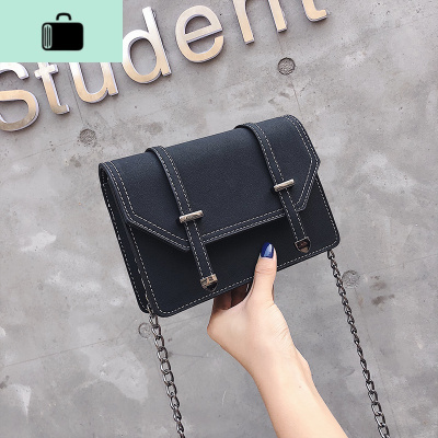 小方包包女包2020新款潮韩版百搭斜挎包女ins复古磨砂链条单肩包NEW LAKE 黑色女士单肩包