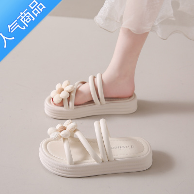 SUNTEK3233小码凉鞋女2023年夏季新款甜美花朵细带配裙子两穿凉拖鞋34码