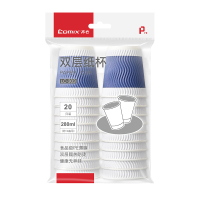 齐心 LC-303 双层纸杯280ml 20个装 蓝色 1包
