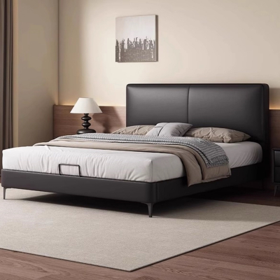 头层牛皮床主卧次卧双人大床实木真皮极简婚床